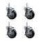 Service Caster 4 Inch Black Polyurethane Wheel Swivel 58 Inch Threaded Stem Caster Set with Brake SCC SCC-TS20S414-PPUB-BLK-TLB-58212-4 - alternate 1